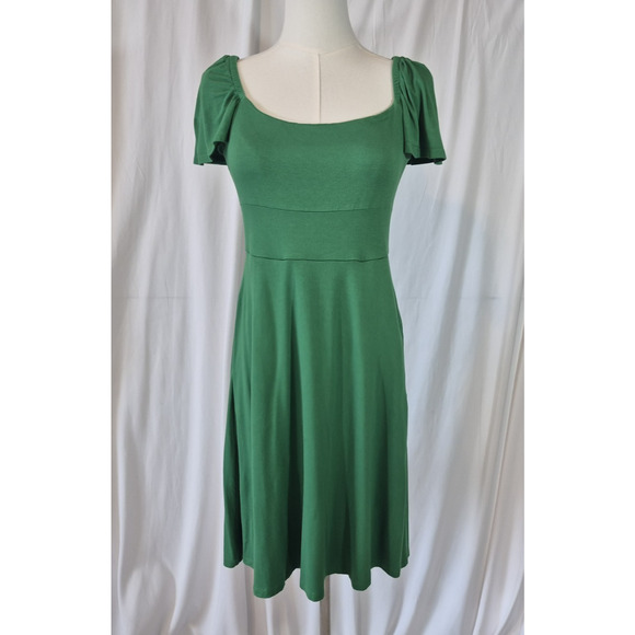 Boden Square Neck Green Jersey Mini Dress US 2 - Picture 2 of 10